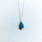 Small Teardrop Necklace - Teal (Gold)