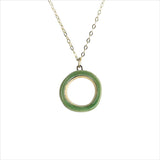 Open Circle Necklace - Green + Gold