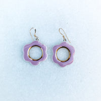 Flower Earrings - Purple + Gold