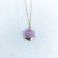 Small Hexagon Necklace - Lavender (Gold)