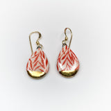 Small Teardrop Earrings - Red Leaf (gold)