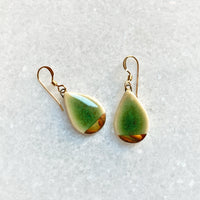 Small Teardrop Earrings - Green (gold)