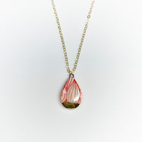 Small Teardrop Necklace - Red Wave (Gold)