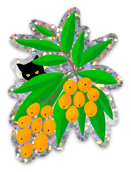 Sticker - Momo in the Loquats (Glitter)