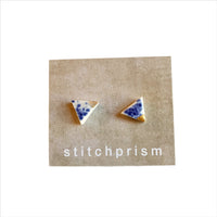 Triangle Studs - Blue Speckle (Gold)