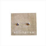 Tiny Round Studs - Blue Speckle (Gold)
