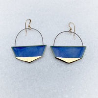 Hoop Earrings Pointy - Blue + Gold