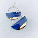 Hoop Earrings Flat - Blue + Gold
