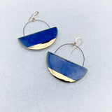 Hoop Earrings Flat - Blue + Gold