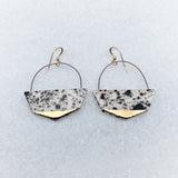 Hoop Earrings Pointy - Black Splatter + Gold