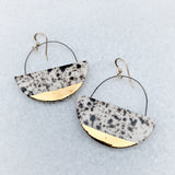 Hoop Earrings Flat - Black Splatter + Gold