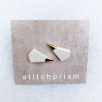 Spike Studs - White + Gold