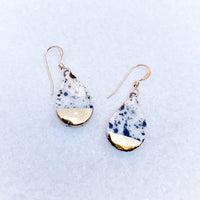 Small Teardrop Earrings - Black Splatter (gold)