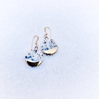 Small Circle Earrings -  Black Splatter (gold)