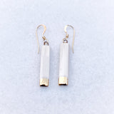 Small Rectangle Earrings - White + Gold