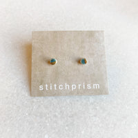 Tiny Round Studs - Teal (Gold)