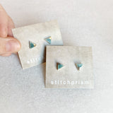 Triangle Studs - Teal (Gold)
