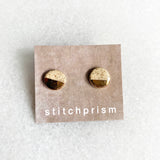 Small Circle Studs - Speckled Tan + Gold