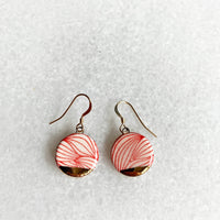Small Circle Earrings - Red Waves + Gold