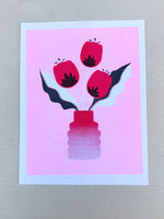 Risograph Print - Retro Tulip 8.5x11