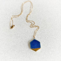 Small Hexagon Necklace - Blue (Gold)