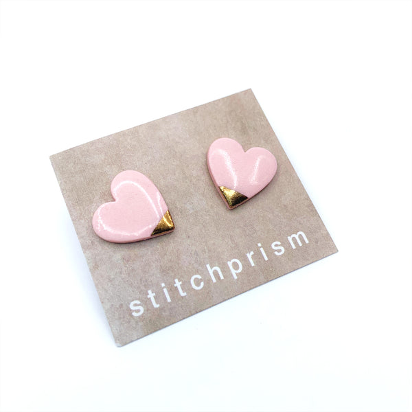 Large Heart Studs - Pink