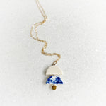 Layer Necklace - Blue Speckle + White (Gold)