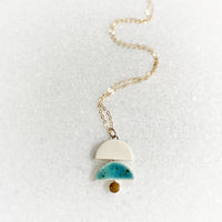Layer Necklace - Teal + White (Gold)