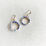 Open Circle Earrings - Blue Speckle + Gold