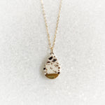 Small Teardrop Necklace - Black Splatter (Gold)
