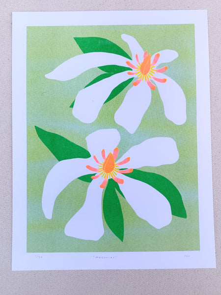 Risograph Print - Magnolias 8.5x11