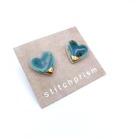 Large Heart Studs - Teal