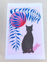 Risograph Print - Black Cat 8.5x11 or 11x17"