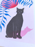 Risograph Print - Black Cat 8.5x11 or 11x17"