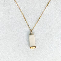 Small Rectangle Necklace - White + Gold