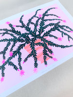 Risograph Print - Christmas Cactus Neon 11x17