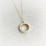 Open Circle Necklace - White + Gold