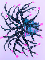 Risograph Print - Christmas Cactus Nerikomi Pot 8.5x11