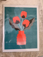 Risograph Print - Teal Tulip 8.5x11