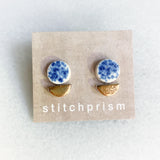 Circle Boat Studs - Blue Speckle (Gold)