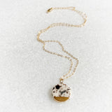 Small Circle Necklace - Black Splatter (Gold)