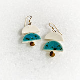 Layer Earrings - Teal + White -(Gold)
