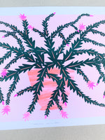 Risograph Print - Christmas Cactus Neon 11x17