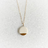 Small Circle Necklace - White (Gold)