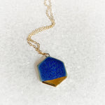 Small Hexagon Necklace - Blue (Gold)