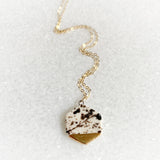 Small Hexagon Necklace - Black Splatter (Gold)