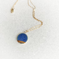 Small Circle Necklace - Blue (Gold)