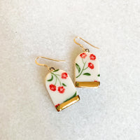 Archway Earrings - Red Flower + Gold