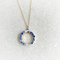 Open Circle Necklace - Blue Speckle + Gold