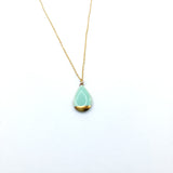 Small Teardrop Necklace - Aqua (Gold)